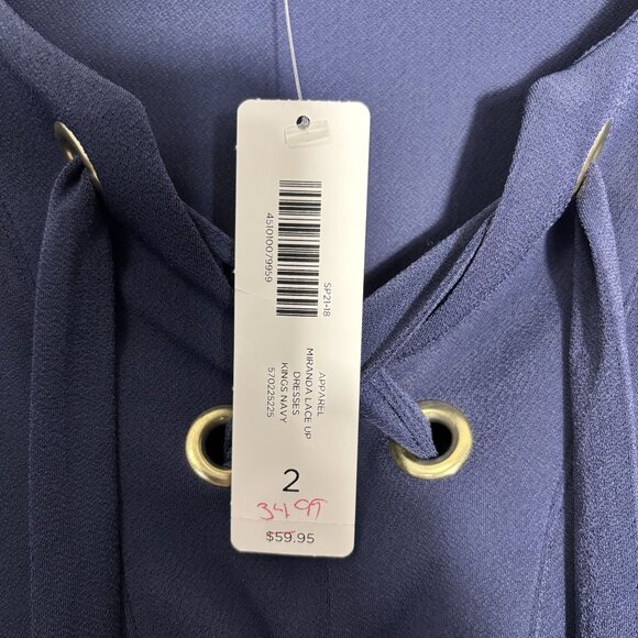 Chicos Navy Lace-Up Long Sleeve Tunic Dress Size Chicos 2 = Large - Picture 5 of 11